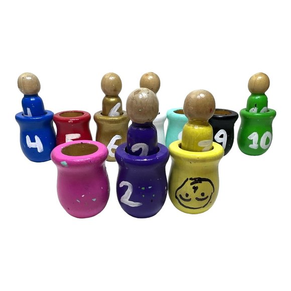 Wooden Nesting Peg Cups and Dolls - Picture 3 of 4